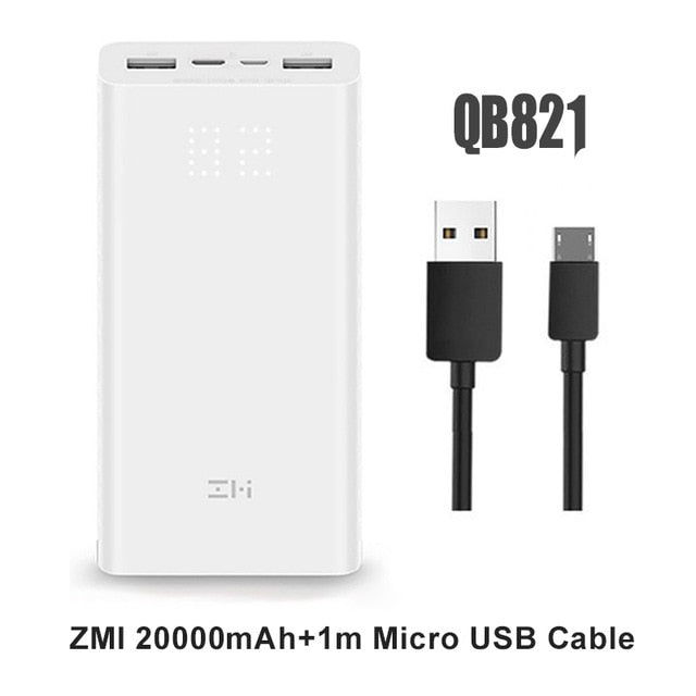 Xiaomi ZMI Powerbank Power Bank 20000 MAh Quick Charge QC3.0 Xiao mi Battery Dual USB 27W 20000mah QB822 For iPhone iPad Laptop - Amzon World