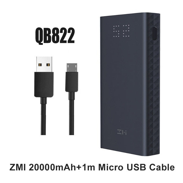 Xiaomi ZMI Powerbank Power Bank 20000 MAh Quick Charge QC3.0 Xiao mi Battery Dual USB 27W 20000mah QB822 For iPhone iPad Laptop - Amzon World